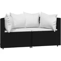 The Living Store Canapés d'angle de jardin avec coussins 2 pcs. noir poly rotin