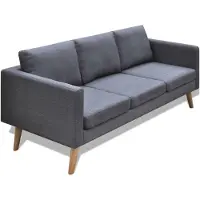 vidaXL Canapé à 3 places Tissu Gris foncé
