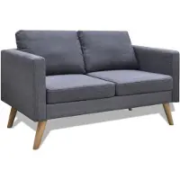 vidaXL Canapé à 2 places Tissu Gris foncé