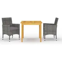 vidaXL Ensemble à manger de jardin 3 pcs Gris