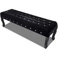 vidaXL Banc noir tissu velours avec boutons en cristal