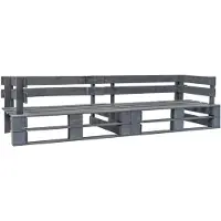 vidaXL Ensemble de canapés de jardin en palettes de bois 2 pièces Gris