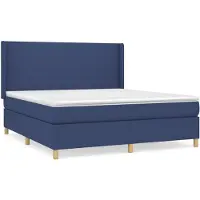 vidaXL Lit boxspring avec matelas bleu 180x200 cm Tissu
