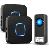 Strex Sonnette de porte sans fil avec 2 récepteurs à piles - Plug & Play - 300 mètres - 4 volumes / 58 mélodies - IP55 Waterproof