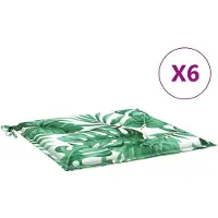 vidaXL Coussins de chaise lot de 6 motif de feuilles 50x50x3 cm tissu
