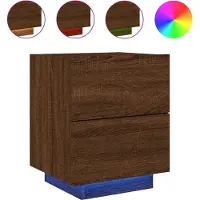 vidaXL Armoire de chevet et lumières LED chêne marron bois ingénierie