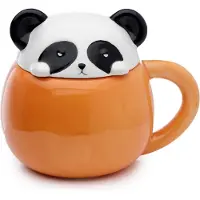 Puckator Adoramals Pandabar piaillant Couvercle animal Tasse en céramique dolomitique, Tasse, Multicolore