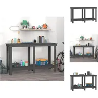 The Living Store Établi Gris 140x50x80 cm Pin massif