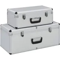 vidaXL Valises de rangement 2 pcs. argent aluminium