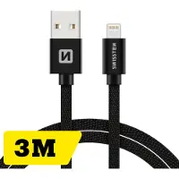 Swissten tekstylny USB - Lightning 3.0m czarny