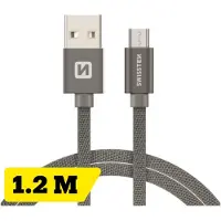 Swissten Câble de données textile USB / Micro-USB 1.2 M (1.20 m)