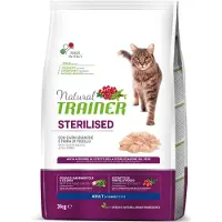 NATURAL TRAINER 3kg Sterilised White Meat Natural Trainer nourriture pour chat sèche