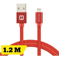 Swissten 71524206, 1,2 m, Lightning, USB A, mâle, mâle, rouge