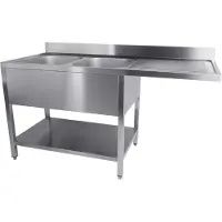 CombiSteel Meuble sous-évier 700 avec socle, 2 vasques, à gauche