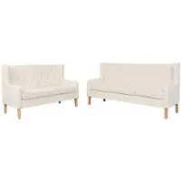 vidaXL Ensemble de canapés 2 pièces tissu blanc crème