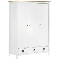 vidaXL Garde-robe à 3 portes Hill Blanc 127x50x170 cm Bois pin solide