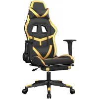 vidaXL Chaise de jeu avec repose-pieds Noir et or similicuir