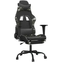 vidaXL Chaise de jeu avec repose-pieds de massage noir camouflage similicuir