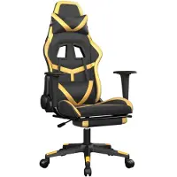 vidaXL Chaise de jeu avec massage & repose-pieds Noir Golden Similicuir