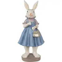 Clayre & Eef 6PR4016 Lapin décoratif beige bleu 12x10x27cm Polyrésine style campagne