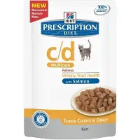 Hill's Pet Nutrition Prescription Diet Feline C/D Multicare Urinary care avec du saumon 12x85g