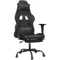 vidaXL Fauteuil gaming avec fonction massage et repose-pieds, en similicuir noir