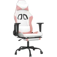 vidaXL Chaise de jeu avec repose-pieds Blanc et rose Similicuir