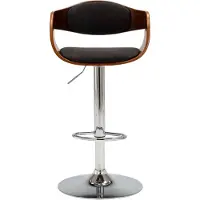 The Living Store Tabouret de bar Gris Bois courbé et tissu
