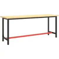 The Living Store bâti d'établi noir mat et rouge mat 190x50x79 cm métal