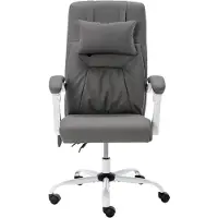 The Living Store Chaise de bureau de massage Gris Similicuir