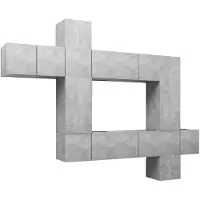 The Living Store 10 pcs. Ensemble de meuble TV gris béton bois composite