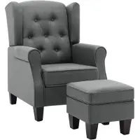 The Living Store Fauteuil avec repose-pieds Gris clair Tissu