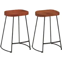 The Living Store Tabouret de bar Gavin 2 pcs. 45x40x63 cm Bois massif Mango