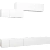 The Living Store 6 pcs. Ensemble de meubles TV blanc en bois composite