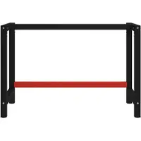The Living Store support d'établi métal 120x57x79 cm noir et rouge