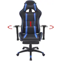 The Living Store Chaise de bureau racing inclinable avec repose-pieds bleu