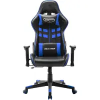 The Living Store Chaise de jeu noir et bleu similicuir