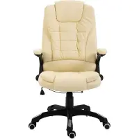 The Living Store Chaise de bureau Crème Similicuir