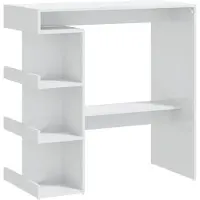 The Living Store Table de bar avec étagère blanc brillant 100x50x101,5 cm