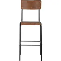 The Living Store Tabouret de bar 2 pcs. Marron Contreplaqué massif Acier