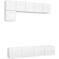 The Living Store 5 pcs. Ensemble de meubles TV blanc en bois composite