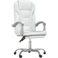 The Living Store Chaise de bureau avec fonction chaise longue Blanc similicuir