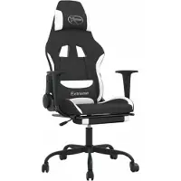 The Living Store Chaise de jeu avec repose-pieds Noir et blanc Tissu