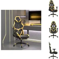 vidaXL Chaise de jeu avec repose-pieds Noir et Or Similicuir - Fauteuil de jeu
