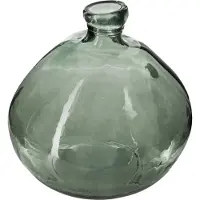 Atmosphera Vase rond en verre recycl? Vert kaki H 23 cm