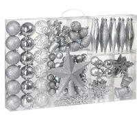 Casaria Lot de 102 boules et décorations de Noël argent pour sapin