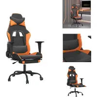 vidaXL Chaise de jeu avec repose-pieds noir et orange similicuir - chaise de jeu
