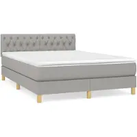 vidaXL Lit boxspring avec matelas gris clair 140x200 cm Tissu