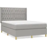 vidaXL Lit boxspring avec matelas gris clair 140x200 cm Tissu
