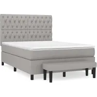 vidaXL Lit boxspring avec matelas gris clair 140x200 cm Tissu
